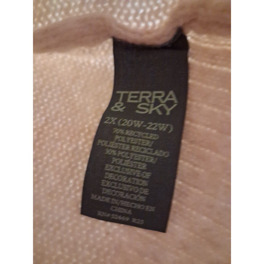 NWT Women Plus 2X Beige Cream Sweater Black Stitch Detail Long Sleeve Crewneck - Picture 7 of 11